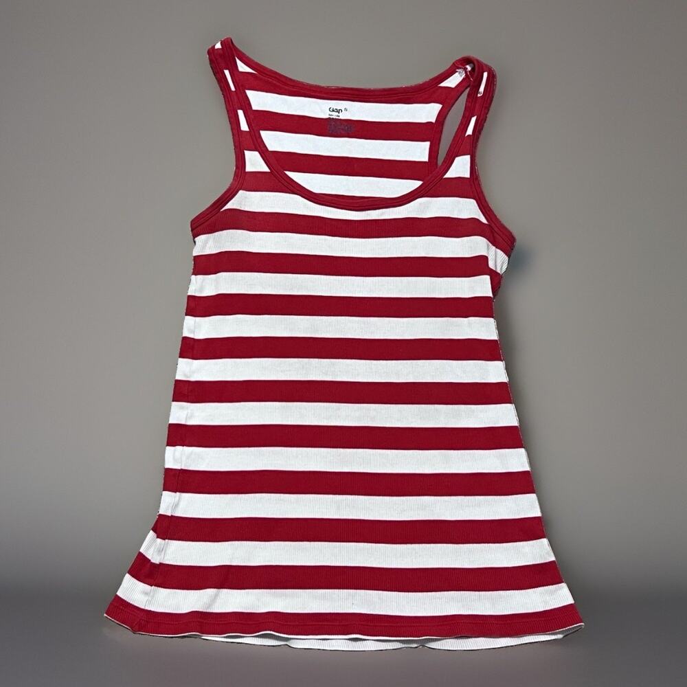 GAP Favorite Ribbed Tank Top Red White Striped Womens Small
